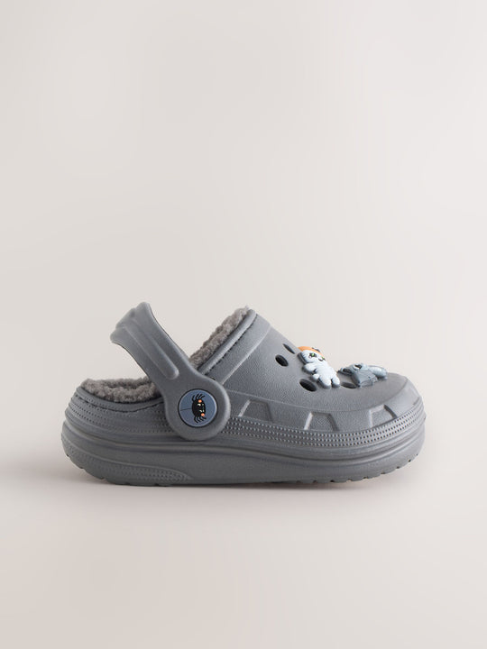 Grey Halloween Warm Lined Slipper Clogs
