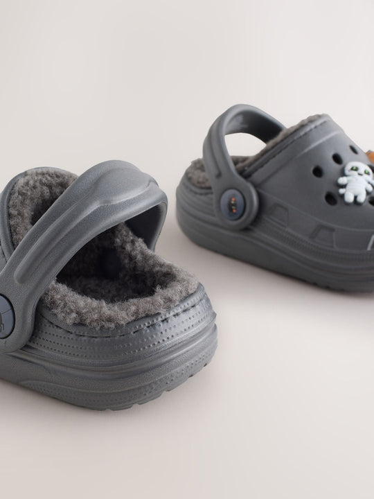 Grey Halloween Warm Lined Slipper Clogs