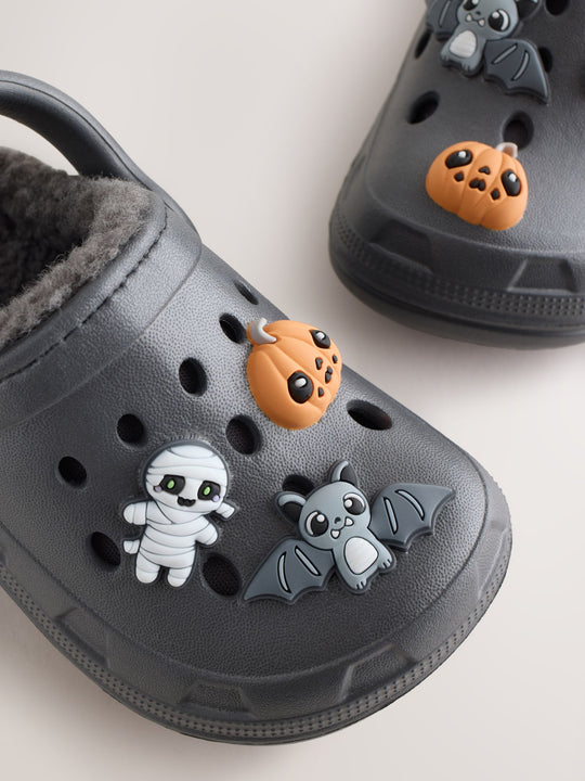 Grey Halloween Warm Lined Slipper Clogs