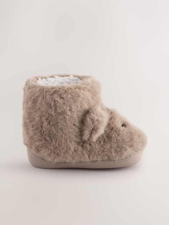 Brown Bear Warm Lined Slipper Boots