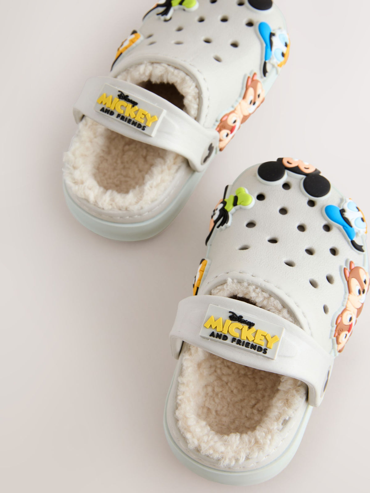 Neutral Mickey Warm Lined Slippers Clogs