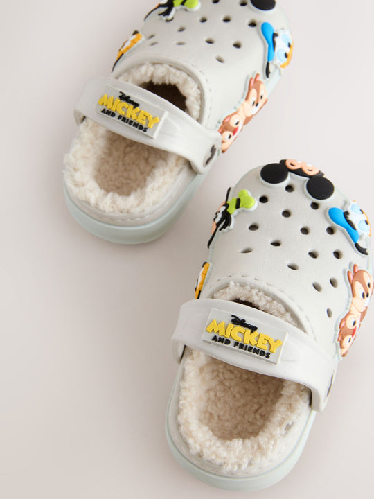 Neutral Mickey Warm Lined Slippers Clogs immediate