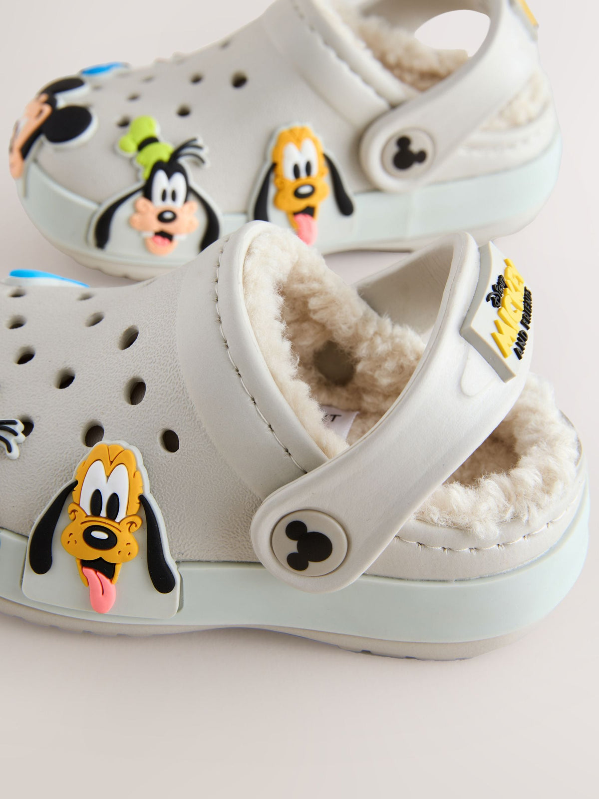 Neutral Mickey Warm Lined Slippers Clogs