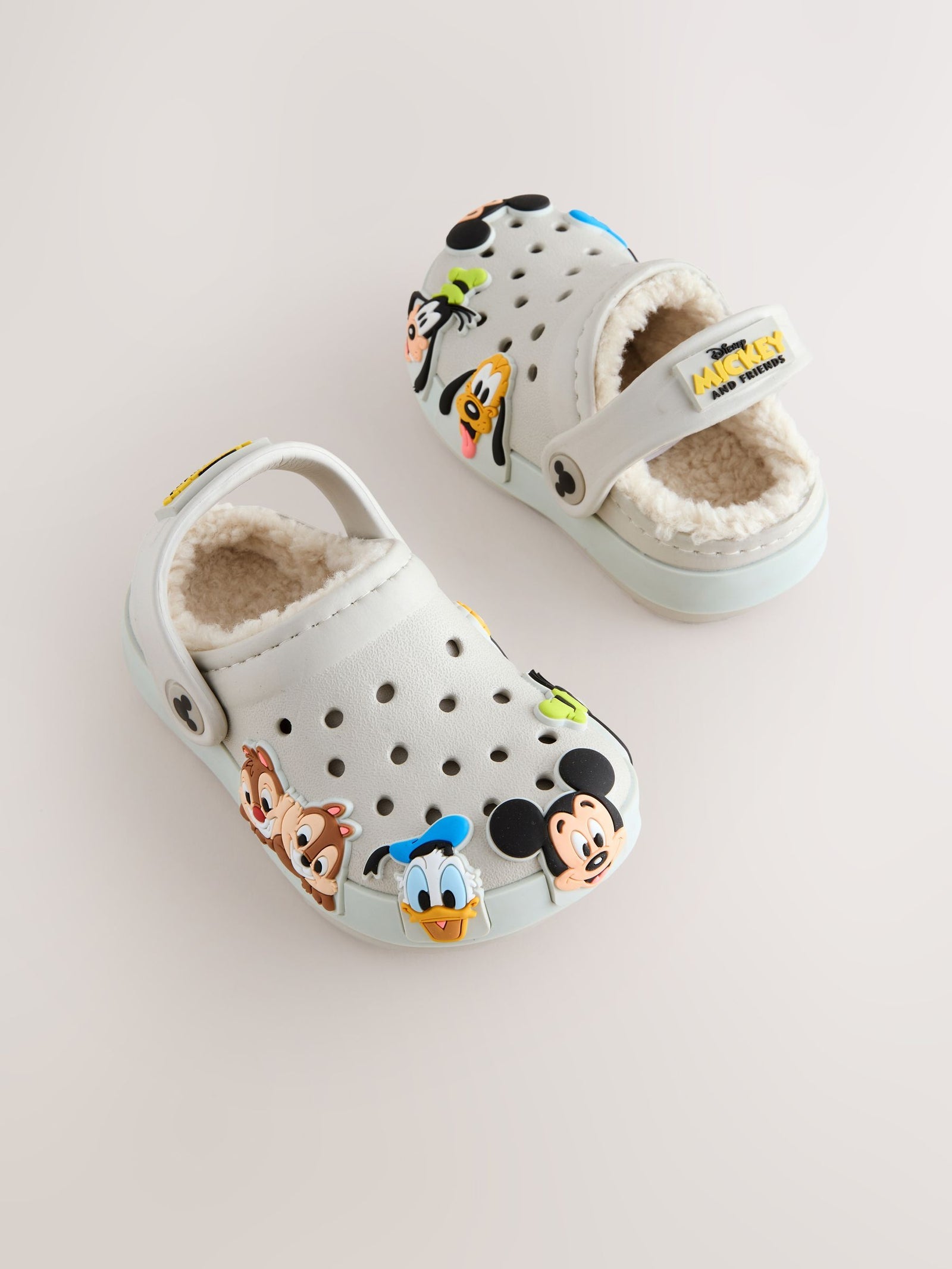 Neutral Mickey Warm Lined Slippers Clogs immediate