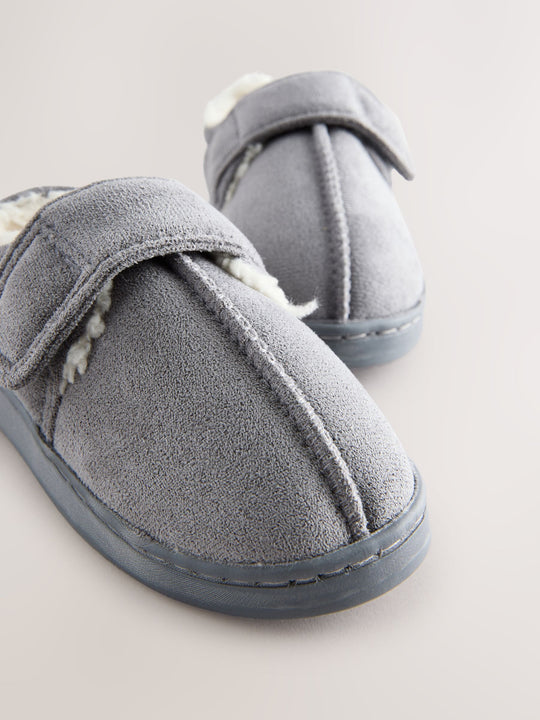 Grey Warm Lined Cupsole Slippers