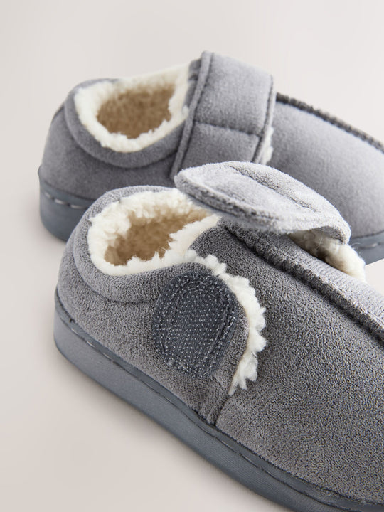 Grey Warm Lined Cupsole Slippers