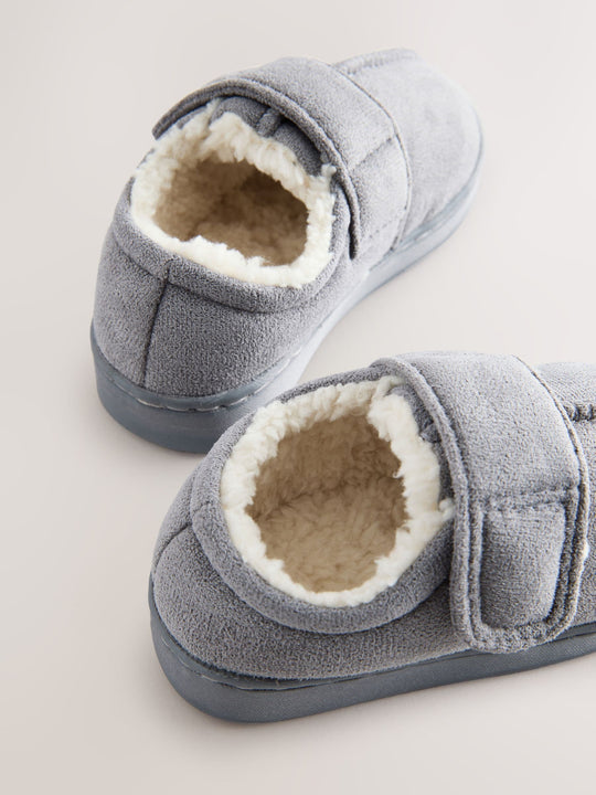 Grey Warm Lined Cupsole Slippers