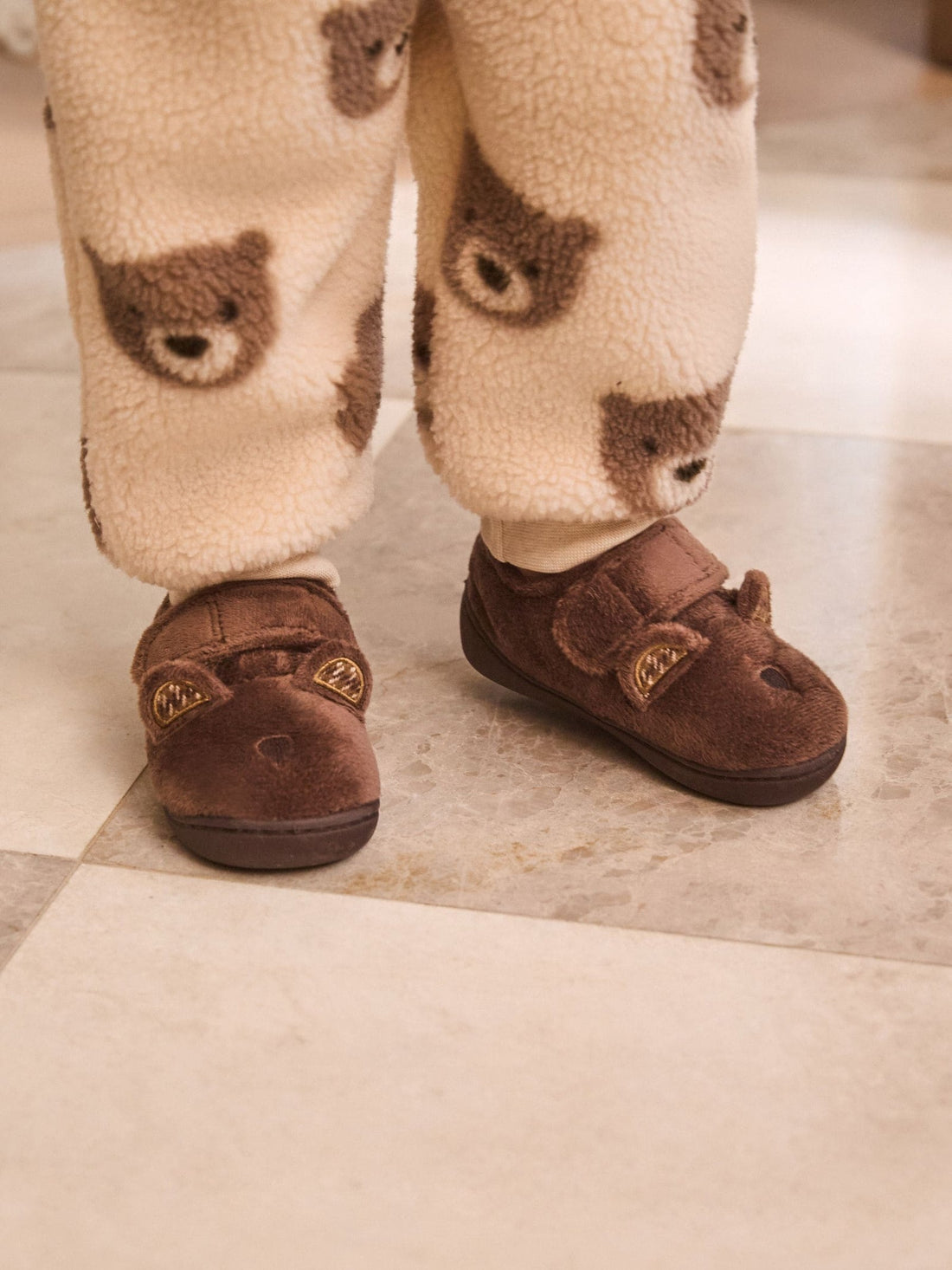 Brown Bear Warm Lined Cupsole Slippers