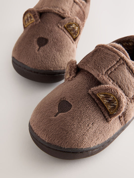 Brown Bear Warm Lined Cupsole Slippers