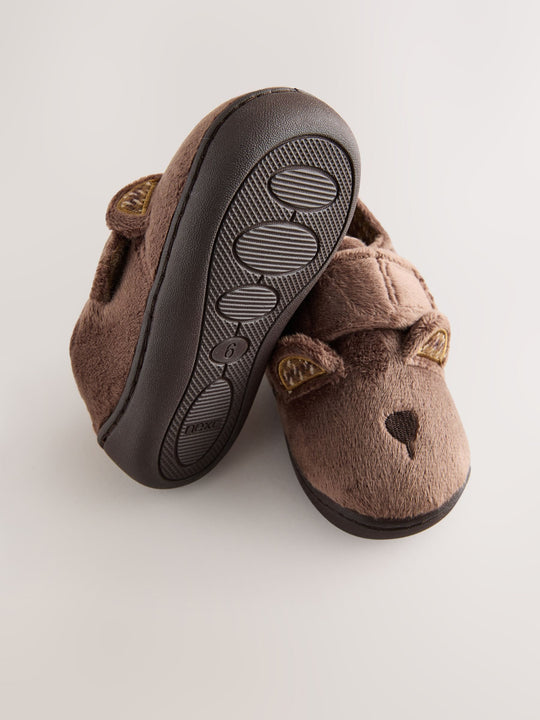Brown Bear Warm Lined Cupsole Slippers