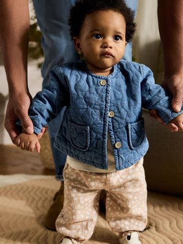 Blue Denim Jersey Quilted Baby Jacket (0mths-2yrs)