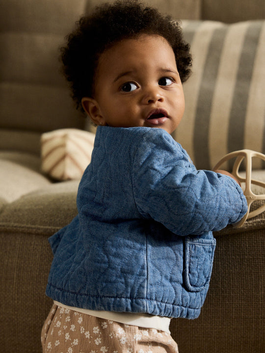 Blue Denim Jersey Quilted Baby Jacket (0mths-2yrs)