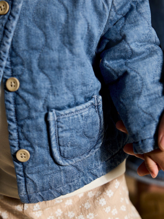 Blue Denim Jersey Quilted Baby Jacket (0mths-2yrs)