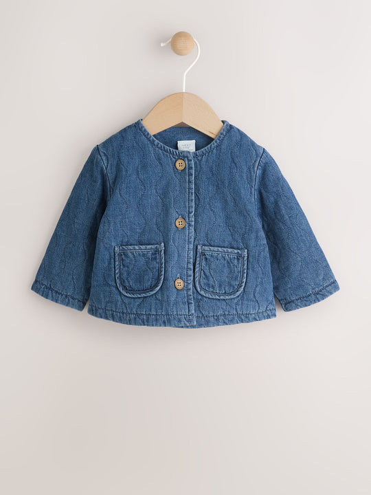 Blue Denim Jersey Quilted Baby Jacket (0mths-2yrs)