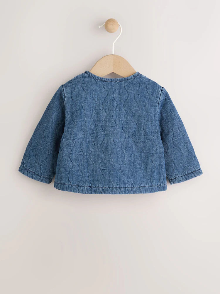 Blue Denim Jersey Quilted Baby Jacket (0mths-2yrs)