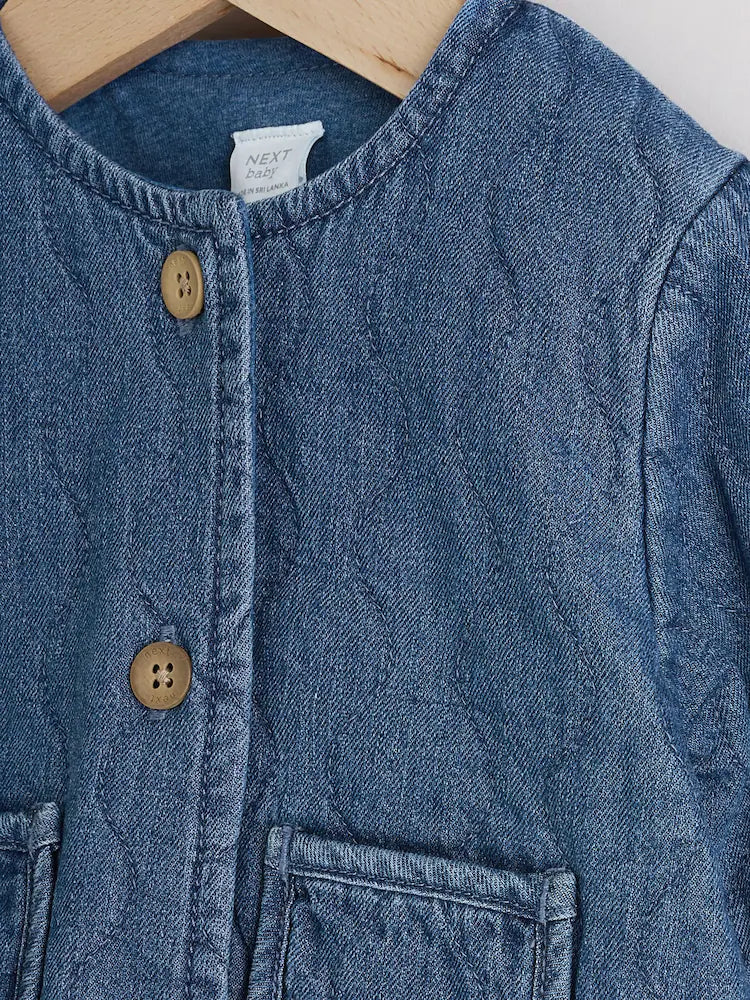 Blue Denim Jersey Quilted Baby Jacket (0mths-2yrs)