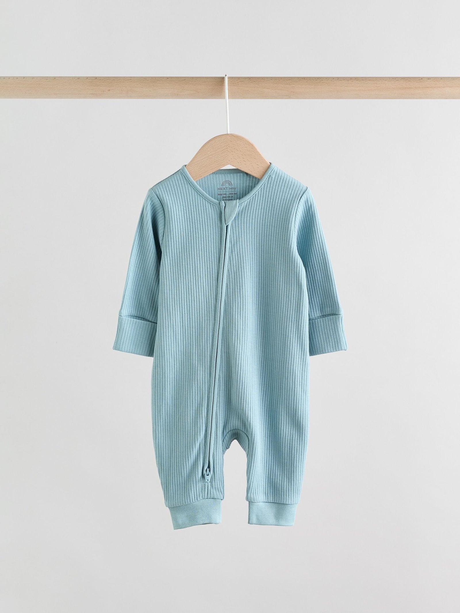 Blue Two Way Zip Footless Baby Sleepsuits 3 Pack (0-3yrs)