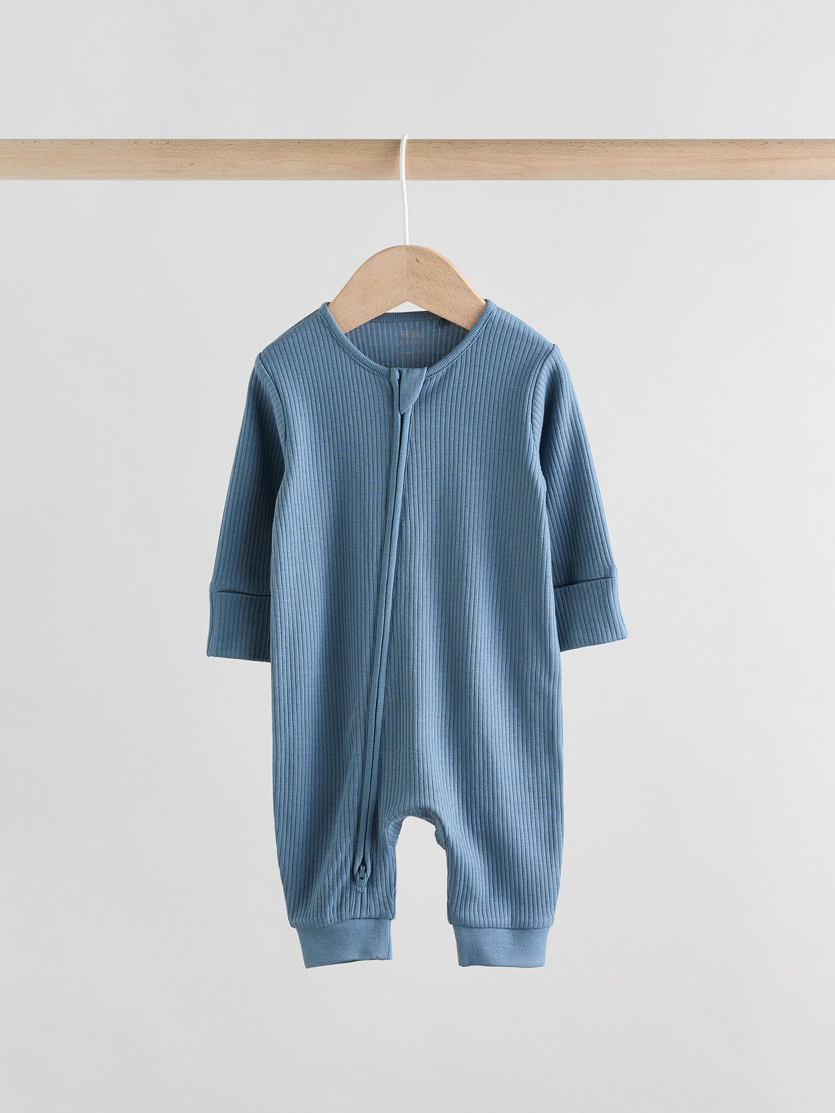 Blue Two Way Zip Footless Baby Sleepsuits 3 Pack (0-3yrs)