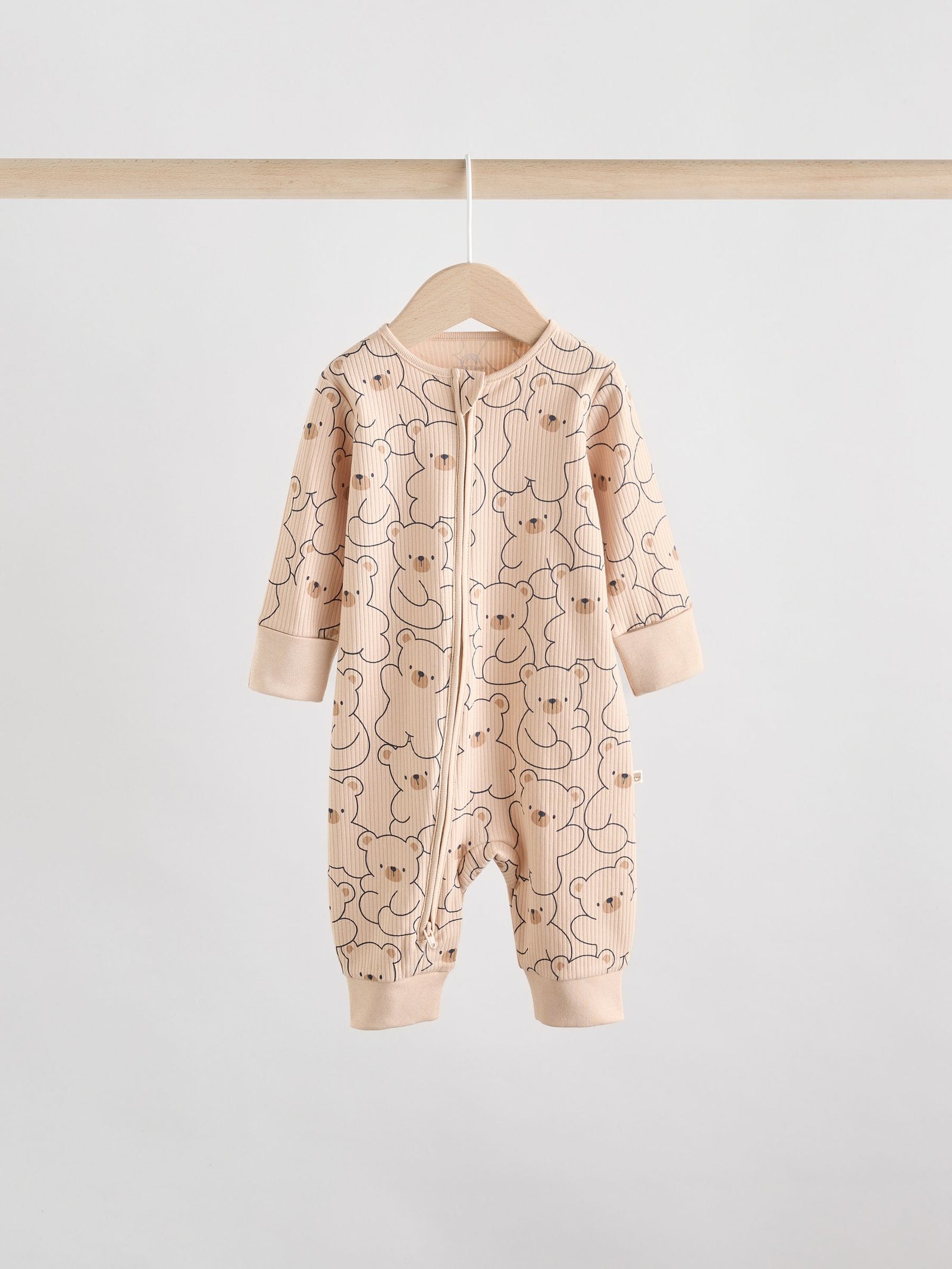 Brown/Navy 3 pack Baby Two Way Zip Footless Cotton Sleepsuits (0mths-3yrs)