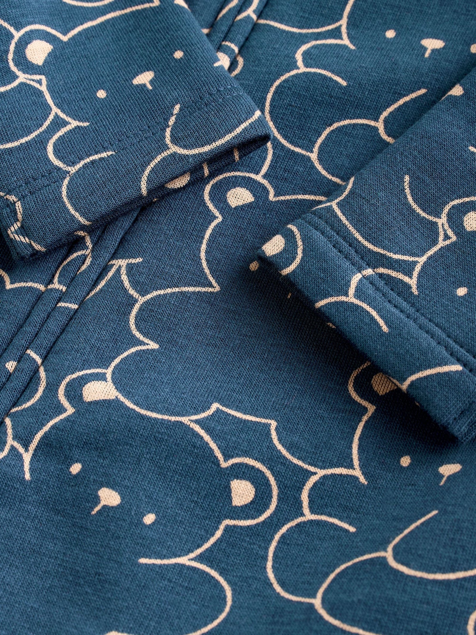 Navy Bear Baby Fleece Lined Sleepsuit