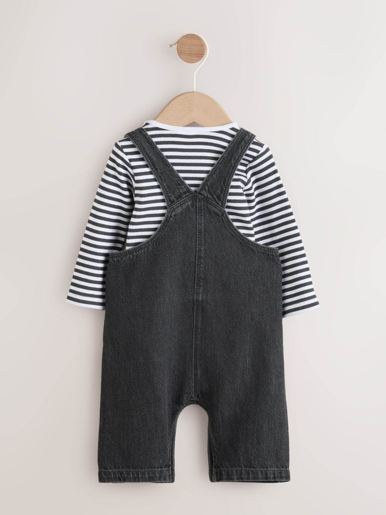 Charcoal Grey Baby Denim Dungarees and Bodysuit Set (0mths-2yrs)