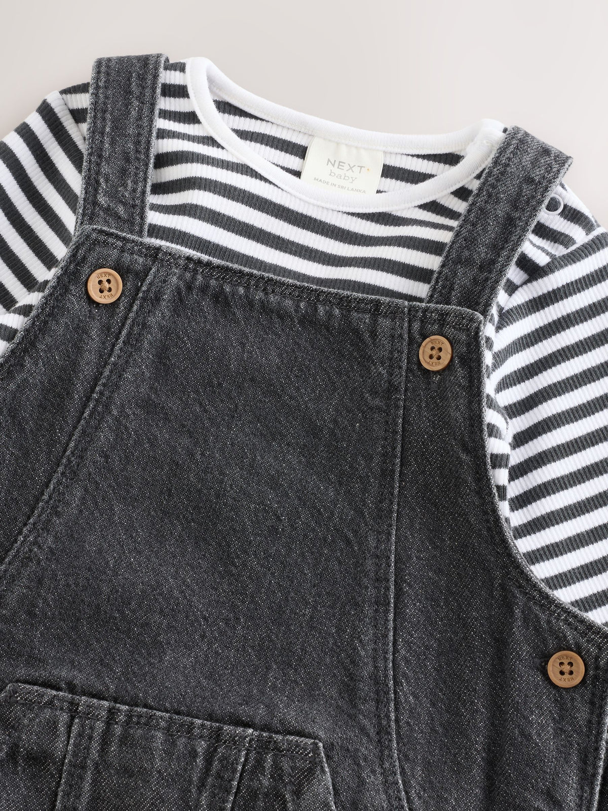 Charcoal Grey Baby Denim Dungarees and Bodysuit Set (0mths-2yrs)