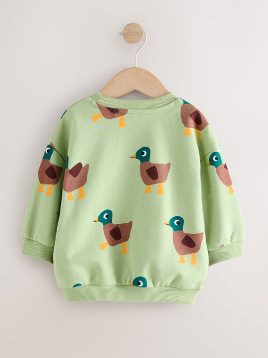 Green All-Over Print Crew Neck Sweatshirt (3mths-7yrs)