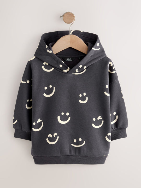Black/White Long Sleeve Printed Hoodie (3mths-7yrs)