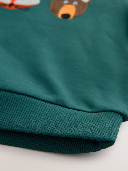 Green Colourblock Long Sleeve Printed Hoodie (3mths-7yrs)