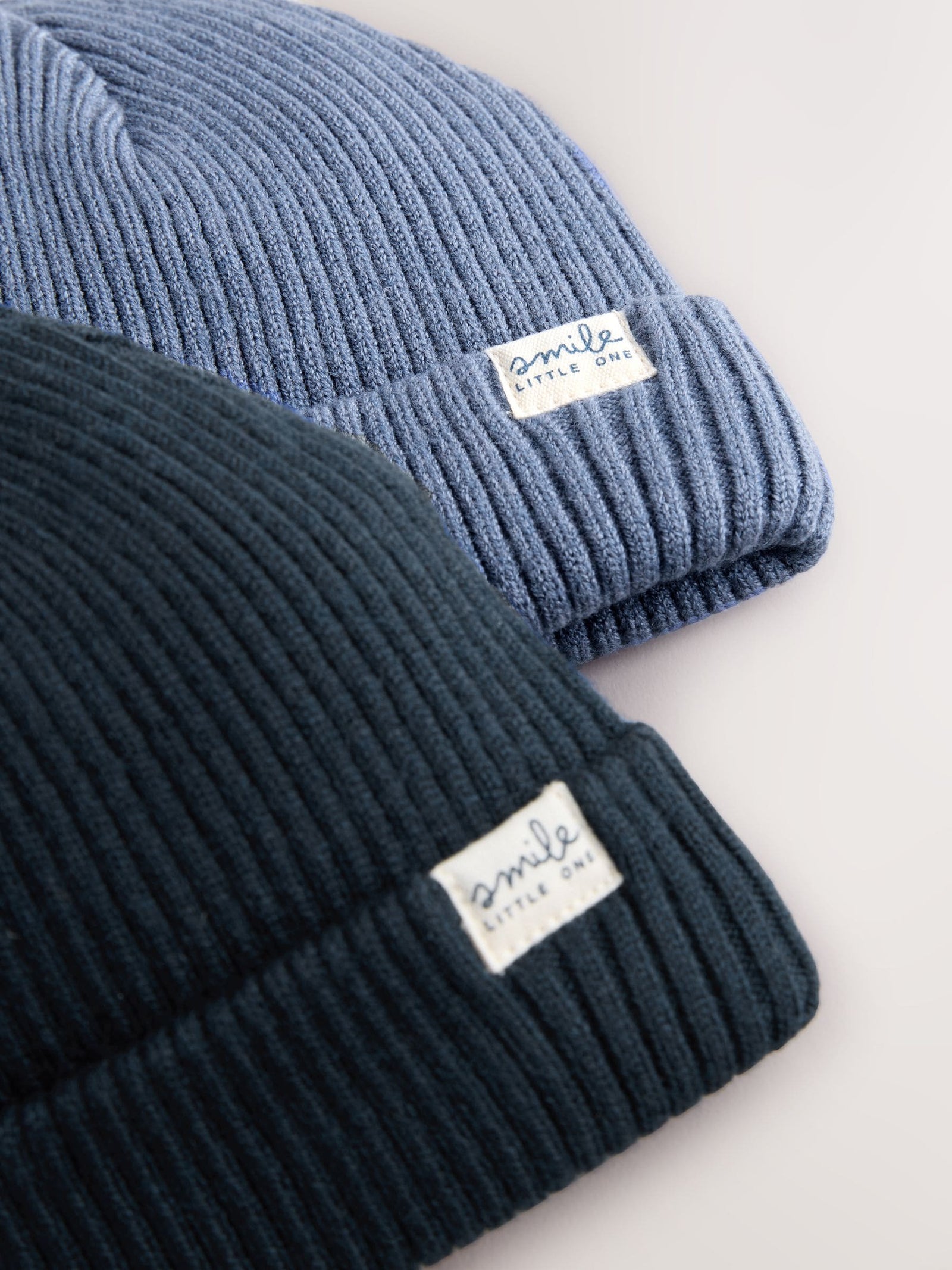Blue 2 Pack Baby Beanie Knitted Hats (0mths-2yrs)