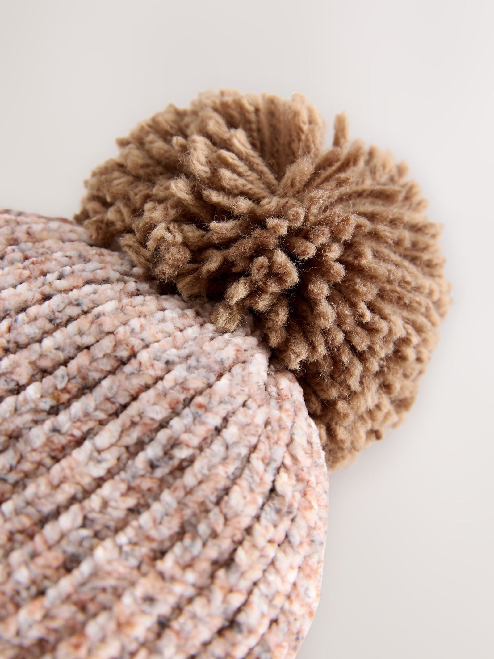 Brown Chenille Baby Hat with a Pom (0mths-2yrs)
