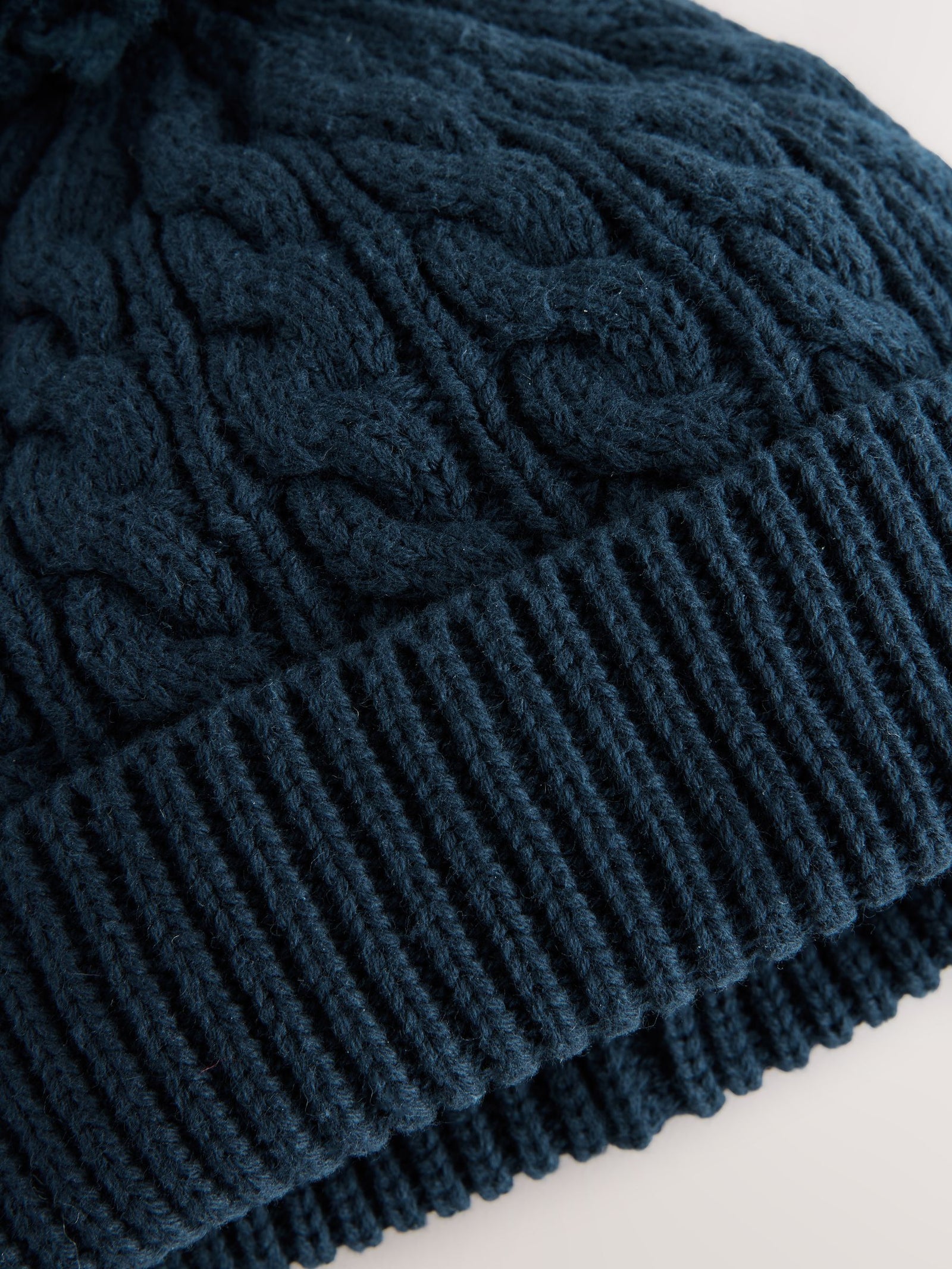 Navy Baby Knitted Hat With Pom