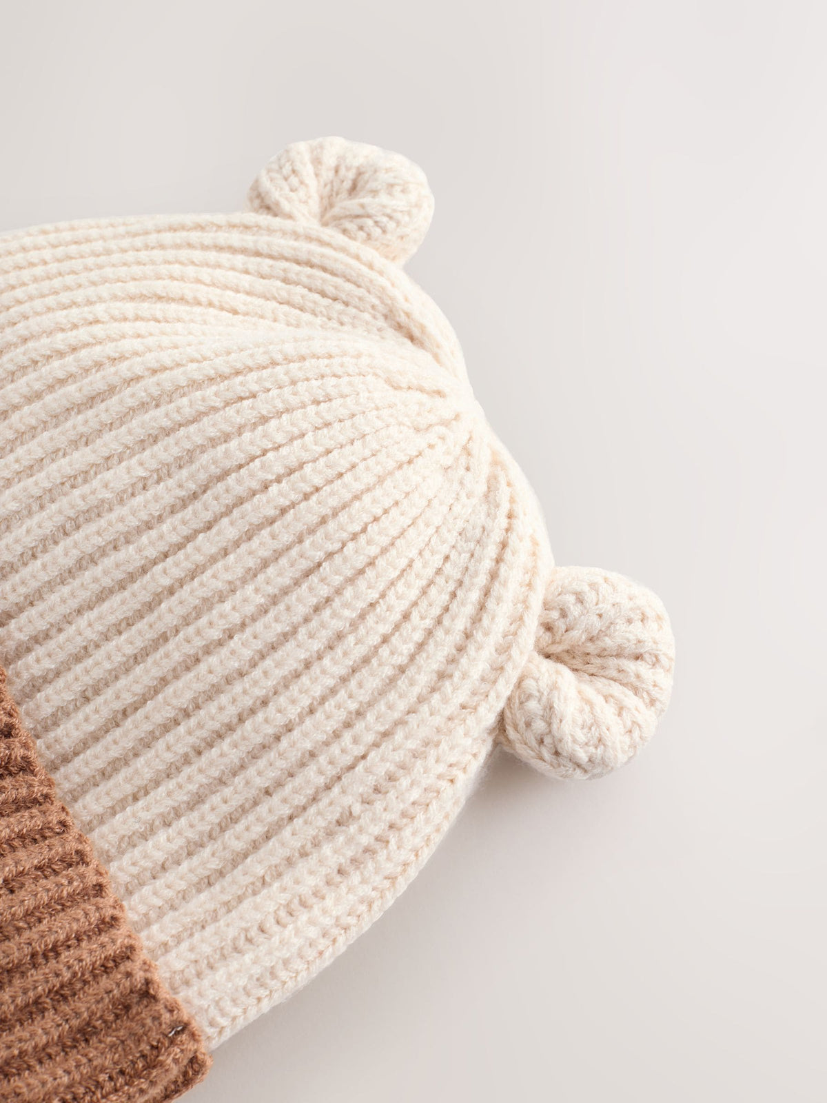 Brown Bear Face Ribbed Baby Beanie Hat