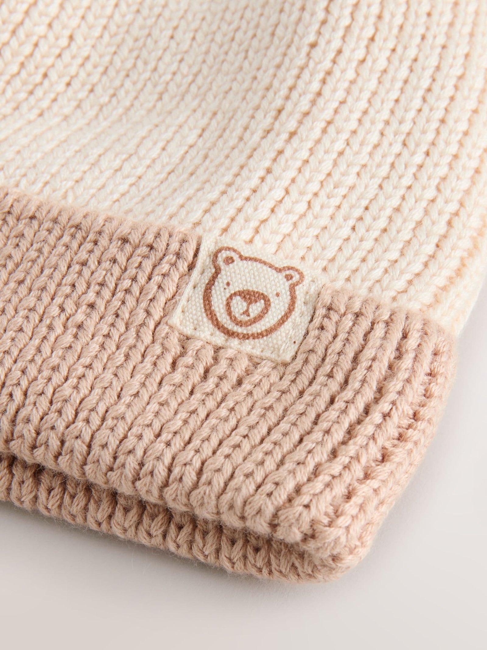 Neutral Tonal Baby Knitted Pom Beanie