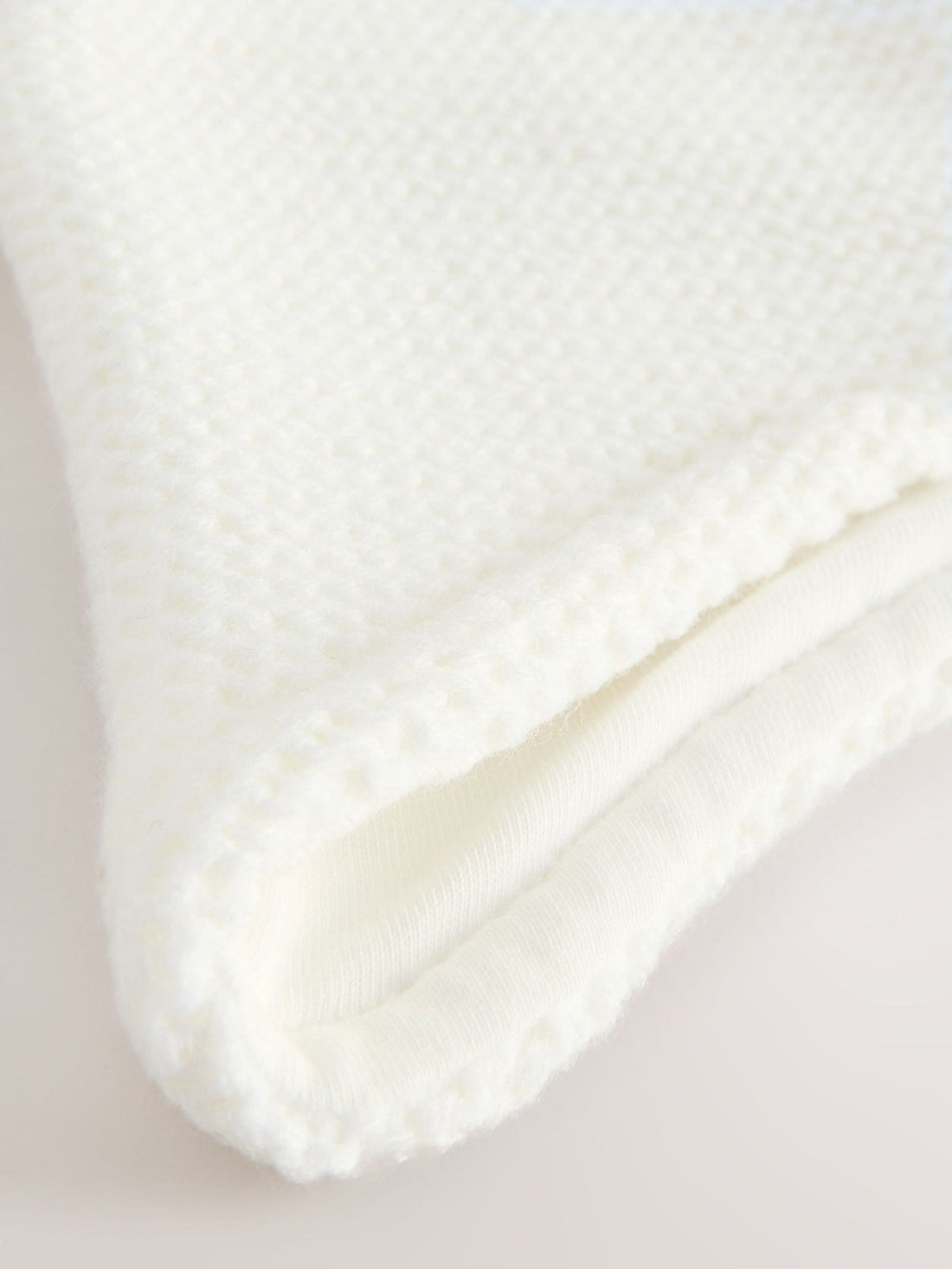 White Knitted Double Pom Baby Trapper Hat