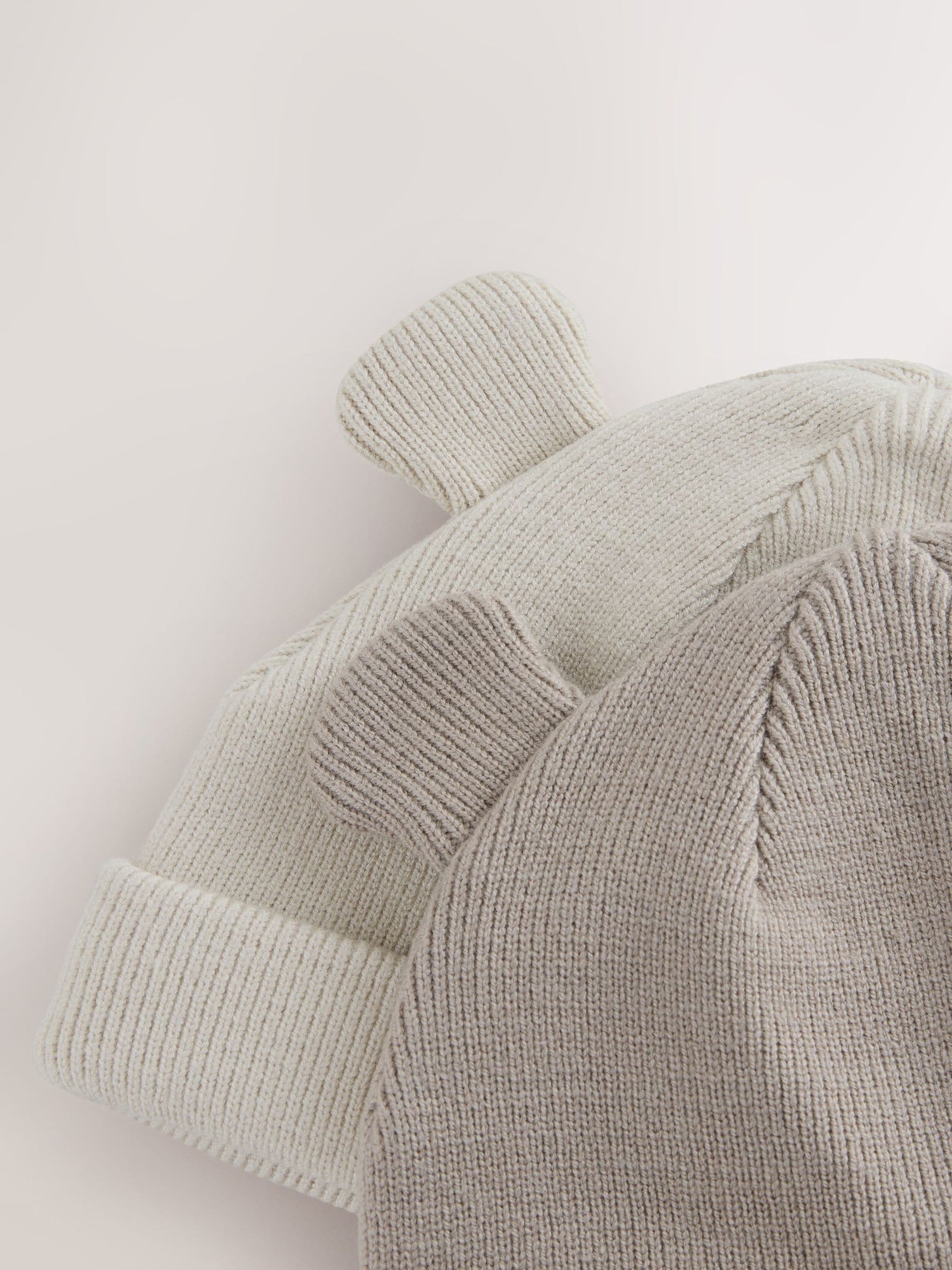 Neutral/Tan 2pack Rib Baby Beanie