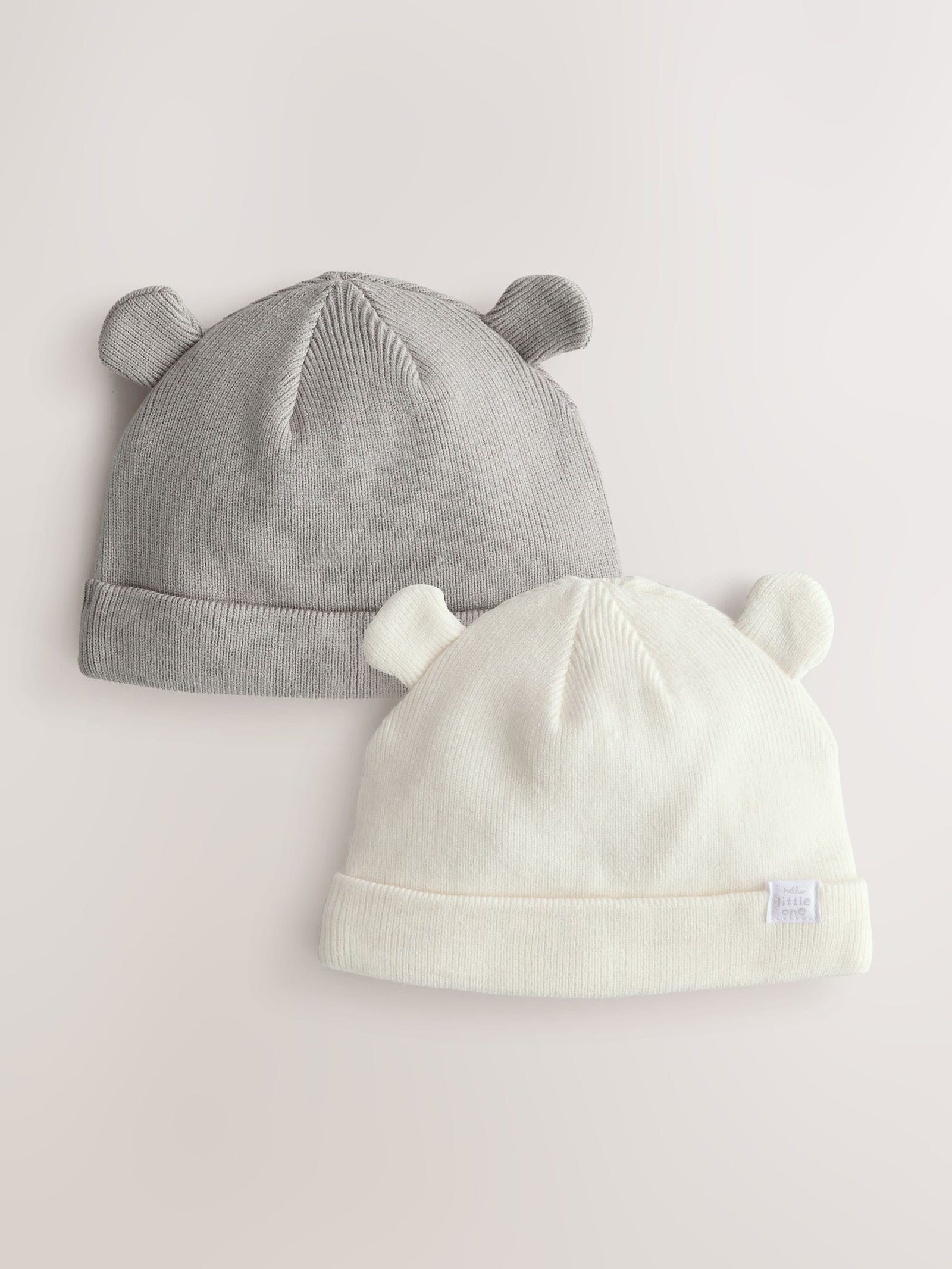 Grey/White 2pack Rib Baby Beanie