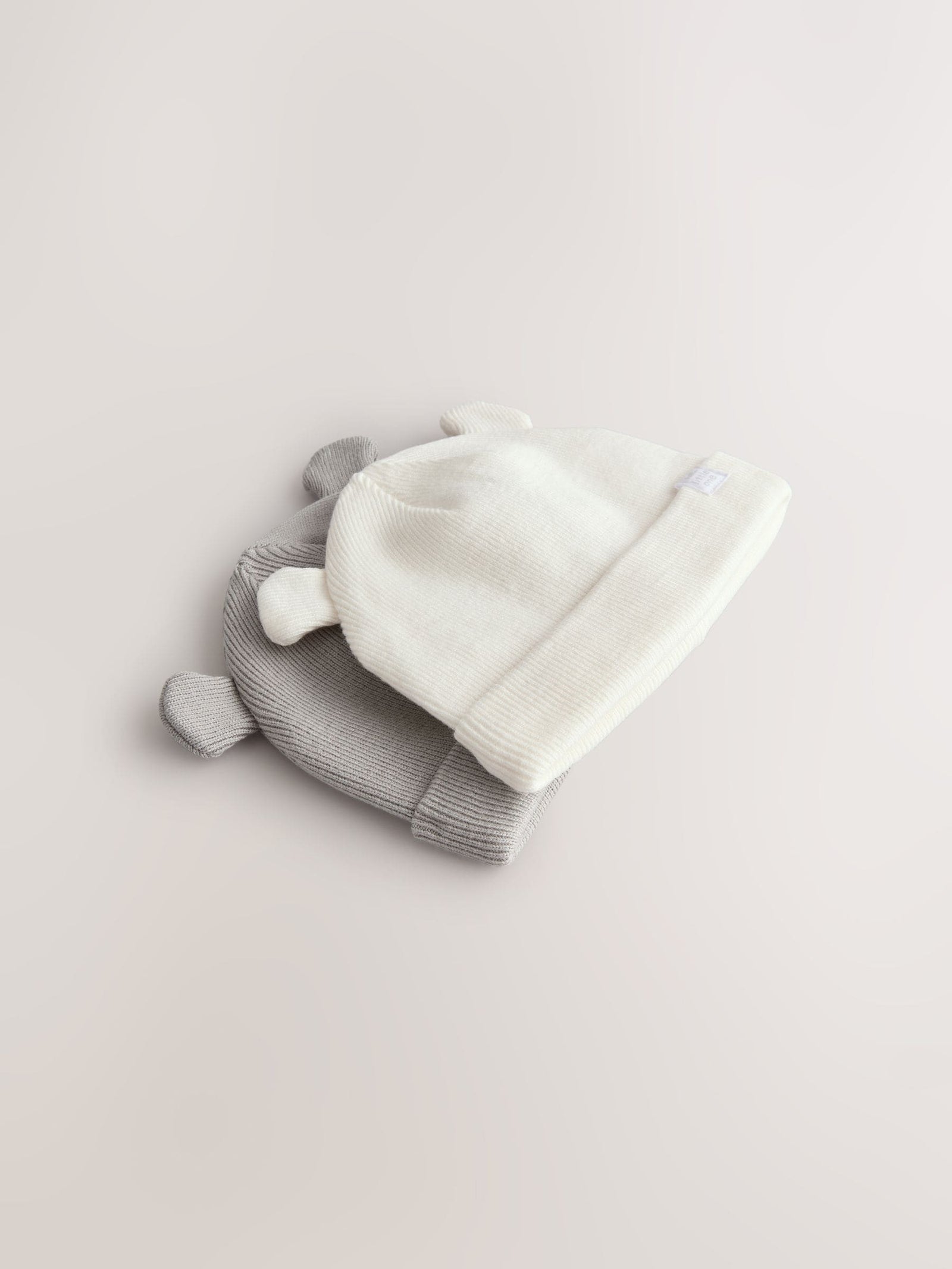 Grey/White 2pack Rib Baby Beanie