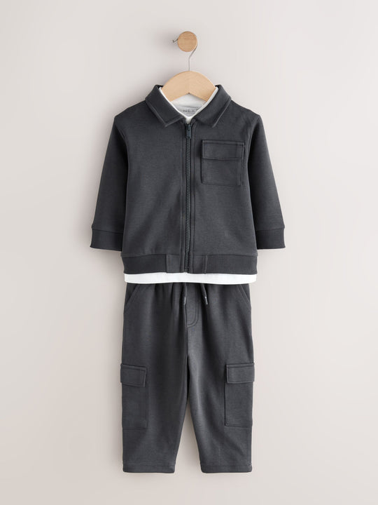 Charcoal Grey T-Shirt And Joggers 3 Piece Set (3mths-7yrs)