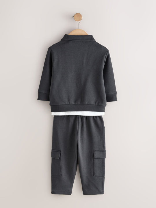 Charcoal Grey T-Shirt And Joggers 3 Piece Set (3mths-7yrs)