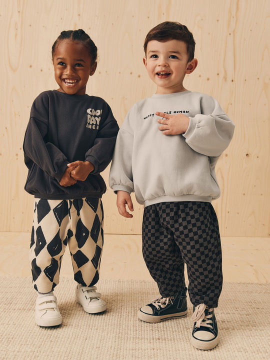 Black/White Printed 2 Pack Sweatshirt And Stripe Joggers Set (3mths-7yrs)