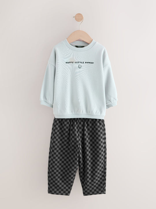 Black/White Printed 2 Pack Sweatshirt And Stripe Joggers Set (3mths-7yrs)