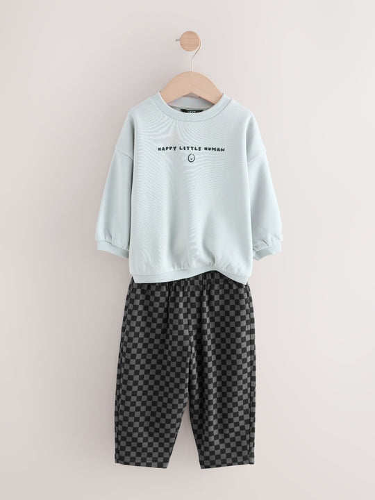 Black/White Printed 2 Pack Sweatshirt And Stripe Joggers Set (3mths-7yrs)