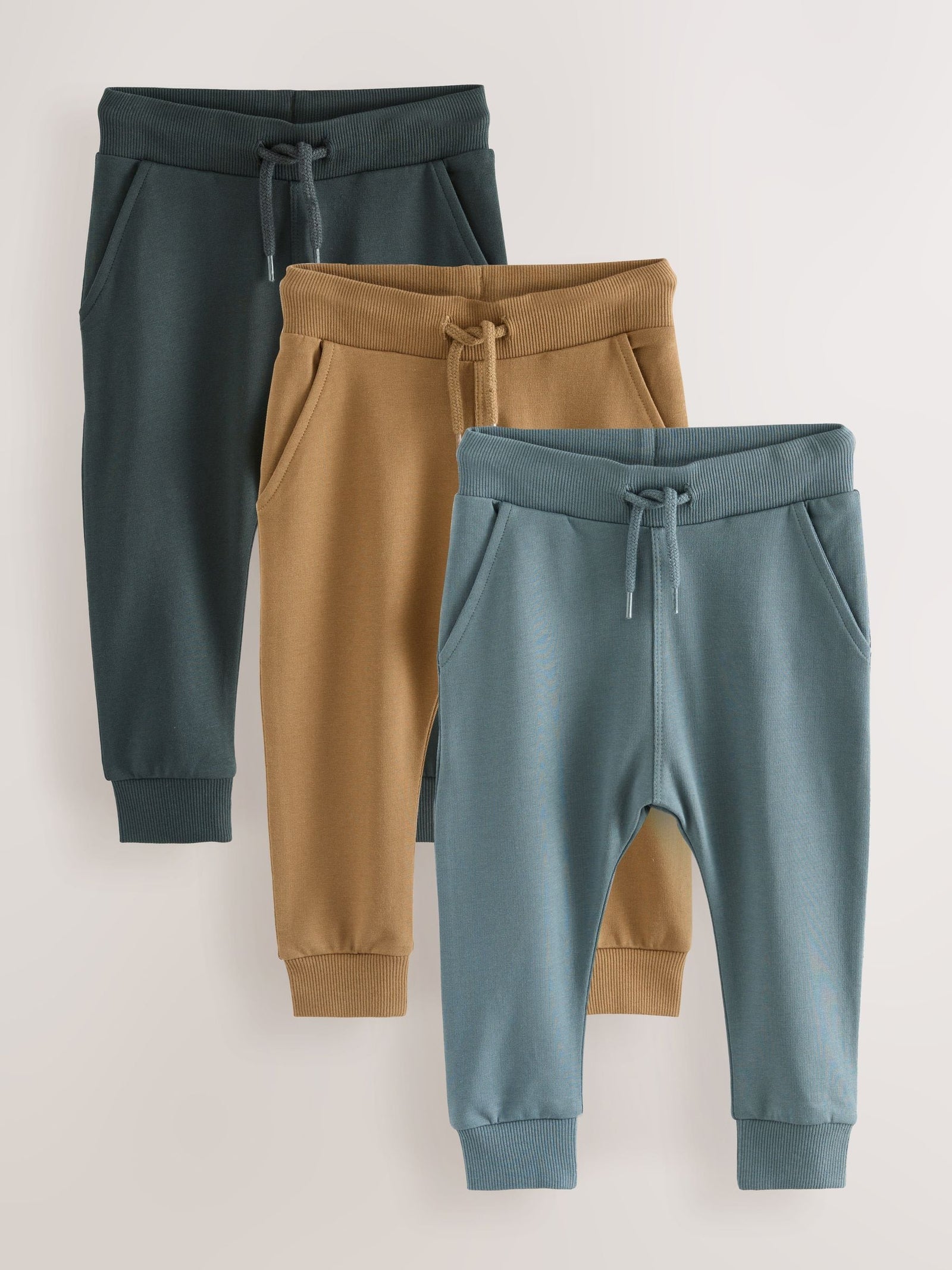 Blue/Tan Brown/Charcoal Grey Super Skinny Joggers 3 Pack (3mths-7yrs)