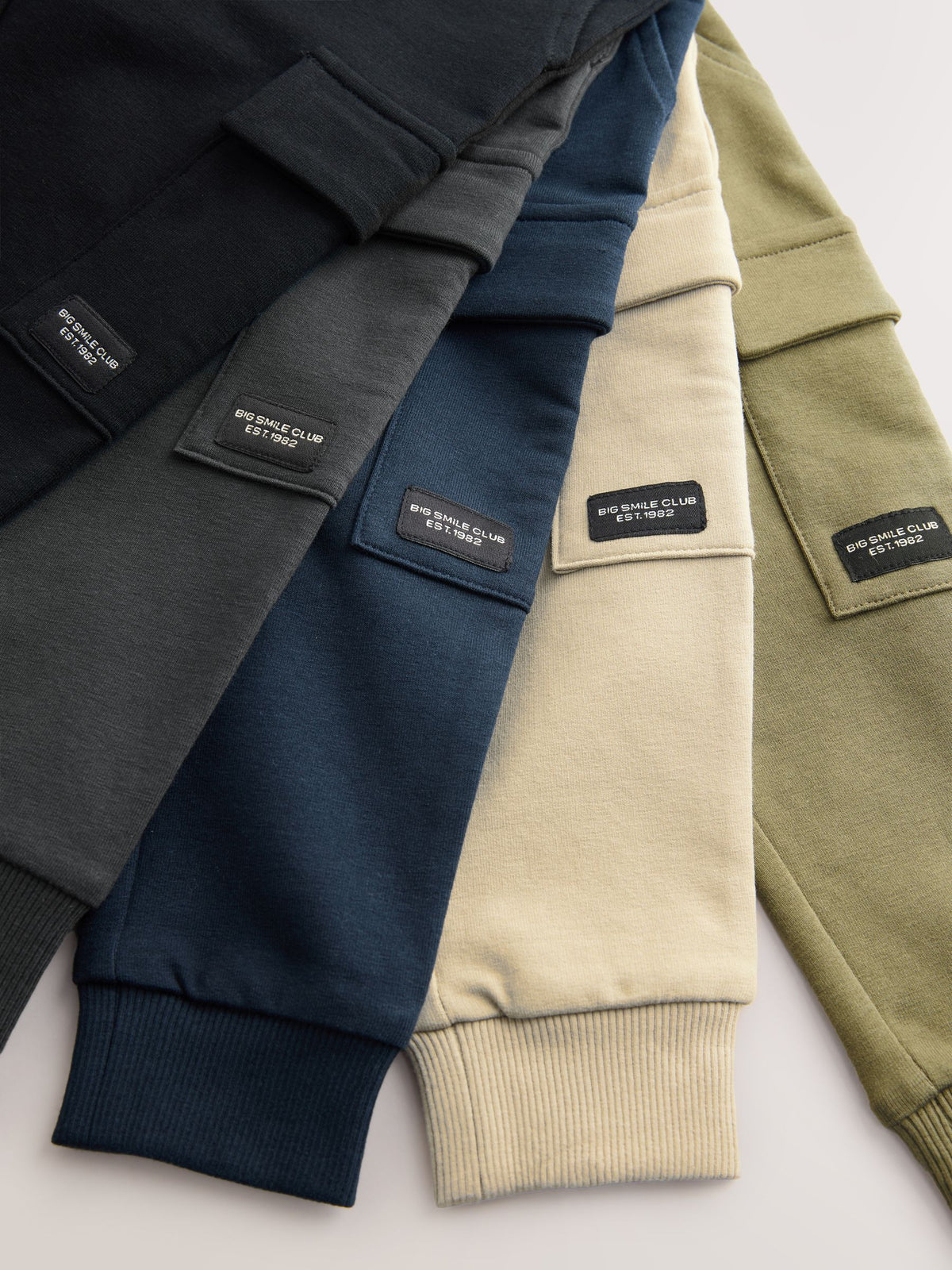 Black/Charcoal Grey/ Stone/Khaki Green Skinny Fit Joggers 5 Pack (3mths-7yrs)