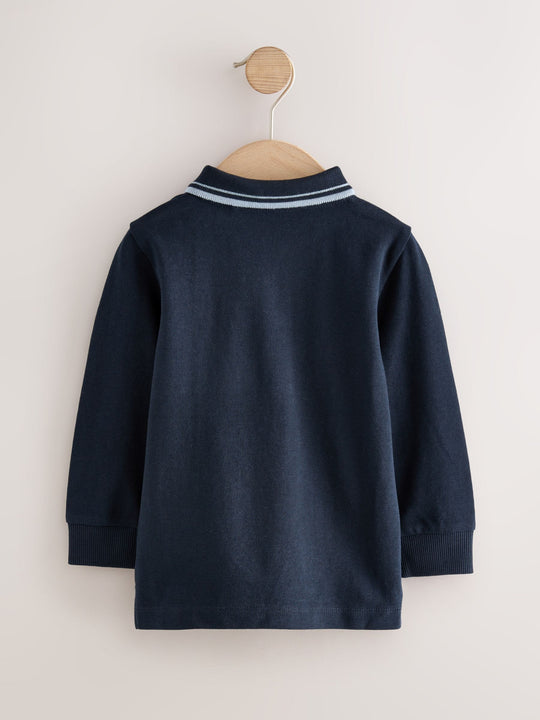Navy Long Sleeve Polo Shirt (3mths-7yrs)
