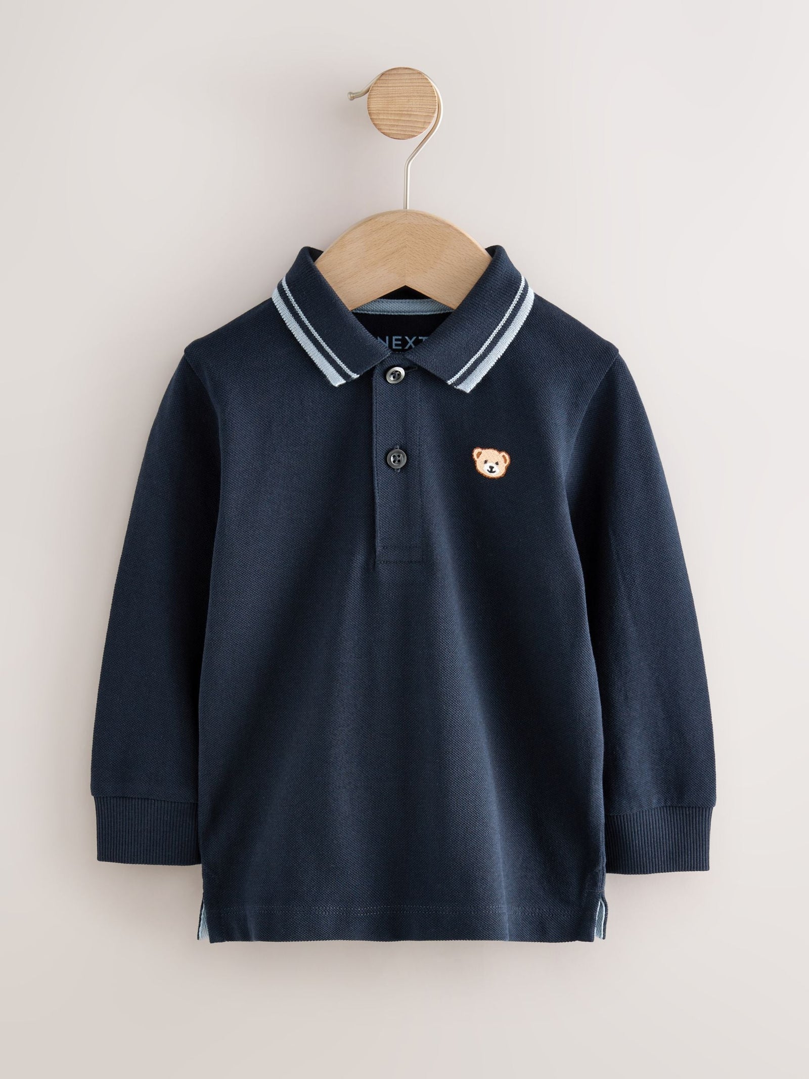 Navy Long Sleeve Polo Shirt (3mths-7yrs)