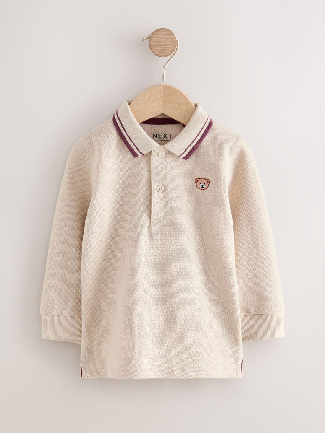Cream Long Sleeve Polo Shirt (3mths-7yrs)