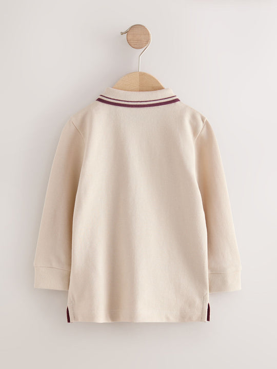 Cream Long Sleeve Polo Shirt (3mths-7yrs)