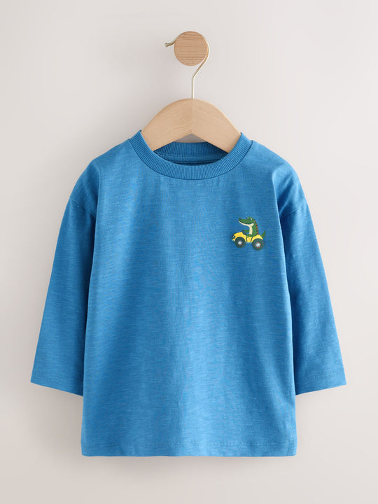 Multi Animals on Transport Long Sleeve T-Shirts 5 Pack (3mths-7yrs)